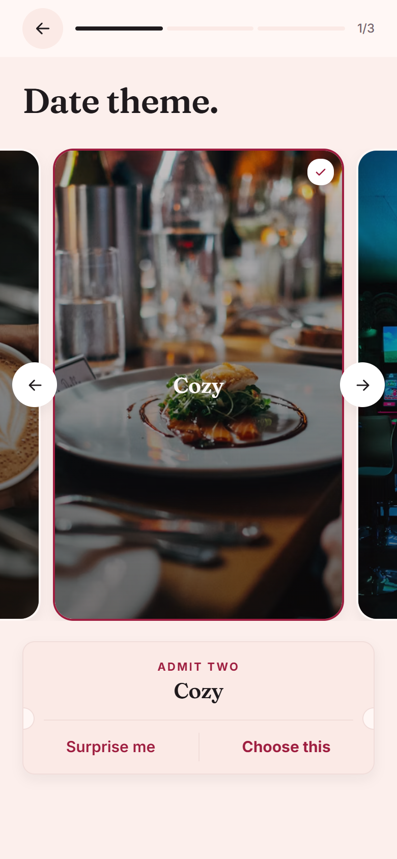 Rendez date theme picker with Cozy selected